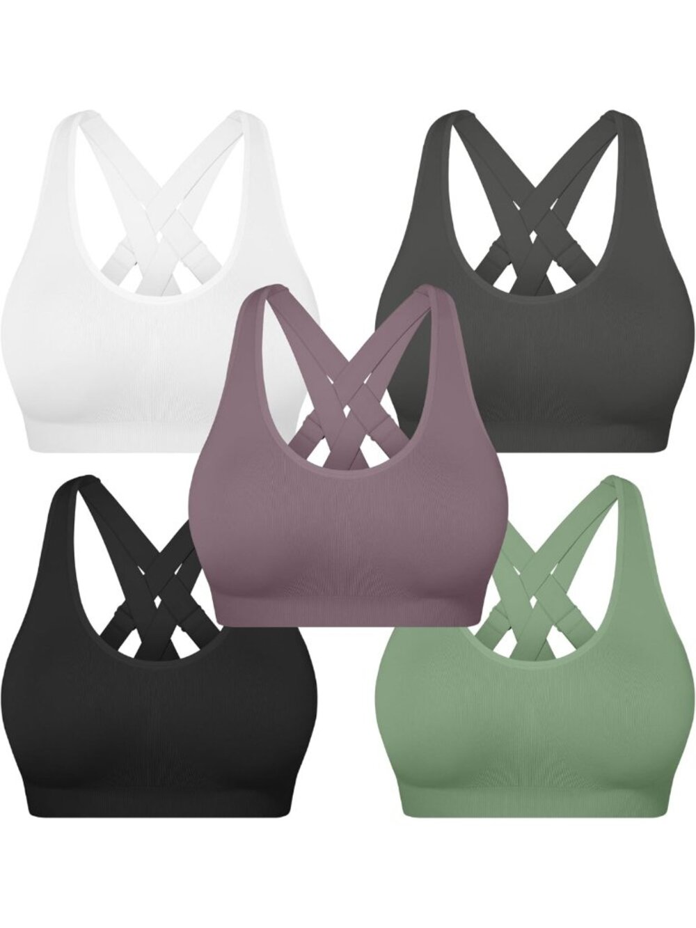 Padded Strappy Sports Bra for Women - Dual Crossback, Adjustable Straps, Gym